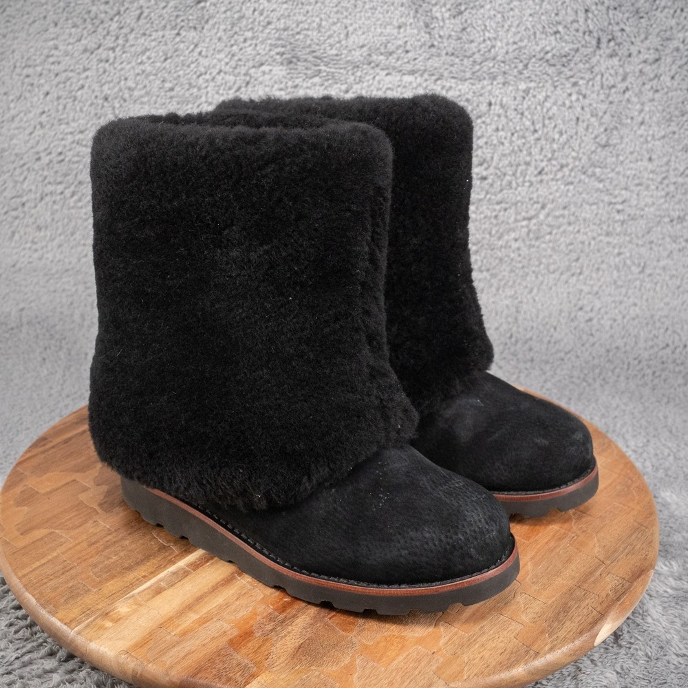 UGG Maylin Sheepskin Cuff Boots Black Style 3220‎ Women's Size 5 - EUC!